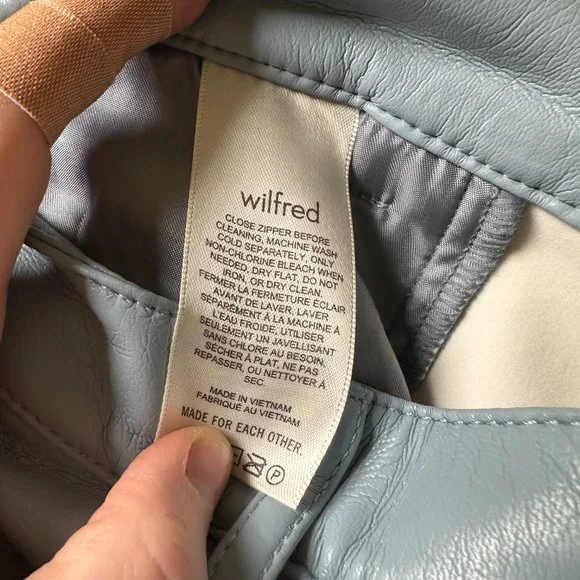 NWT Aritzia Wilfred Melina High Ankle Dune Blue Vegan Leather Pants SZ 00 - Picture 4 of 5